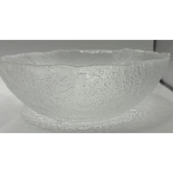 Vintage Murano Glass Italy Handmade Clear Textured Bowls Set of 2 ~ 6.75" - Picture 9 of 10